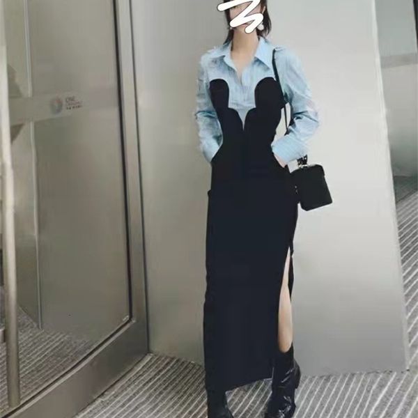 casual dresses 2022 spring and autumn spliced shirt collar thin dress female design sense of minority fake two split skirt hdno, Black;gray
casual dresses 2022 spring and autumn spliced shirt collar thin dress female design sense of minority fake two split skirt hdno, Black;gray
