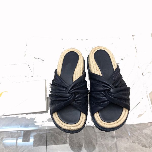 2022 spring summer new cannage weave slippers, Black