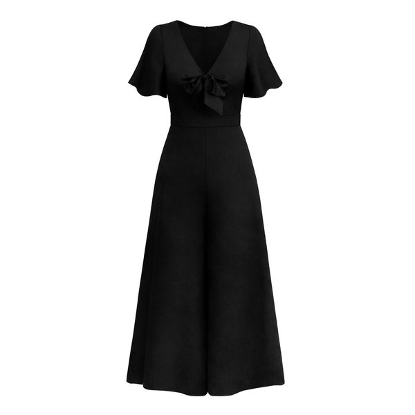 fashion solid color women's lotus leaf v-neck short sleeve jumpsuit wide leg pants, Black;white
fashion solid color women's lotus leaf v-neck short sleeve jumpsuit wide leg pants, Black;white