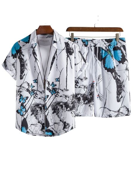 men random butterfly print shirt & drawstring waist shorts without tee d4h2#, Gray
men random butterfly print shirt & drawstring waist shorts without tee d4h2#, Gray