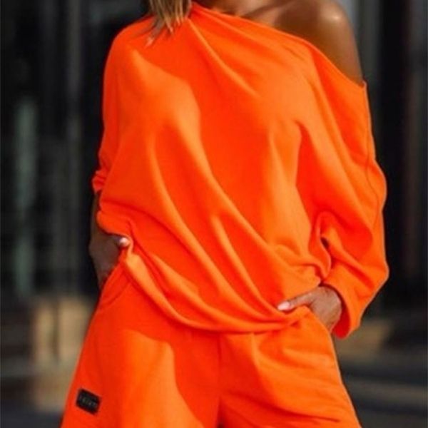 casual skew collar off shoulder loose 2 piece set t shirts shorts suit women trendy fashion sweatshirt pants 220815, White
casual skew collar off shoulder loose 2 piece set t shirts shorts suit women trendy fashion sweatshirt pants 220815, White