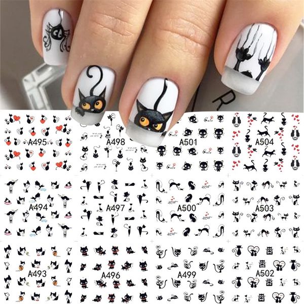 4 or 12 designs cute cat pattern watermark nail art stickers water transfer decals beauty nails for decoration la493504 220518, Black
4 or 12 designs cute cat pattern watermark nail art stickers water transfer decals beauty nails for decoration la493504 220518, Black