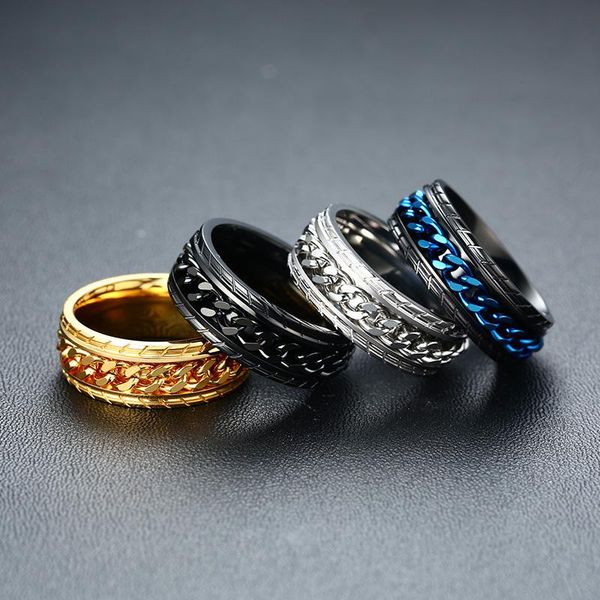 cluster rings zorcvens stylish mens spinner 8mm stainless steel intertwine for men center chain anel alliance black/blue color, Golden;silver
cluster rings zorcvens stylish mens spinner 8mm stainless steel intertwine for men center chain anel alliance black/blue color, Golden;silver