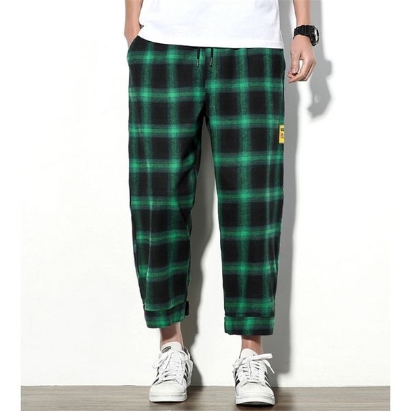 men's joggers plaid pants men elastic cropped cotton trousers mens shorts summer casual streetwear loose short sweatpants male 201126, Black
men's joggers plaid pants men elastic cropped cotton trousers mens shorts summer casual streetwear loose short sweatpants male 201126, Black