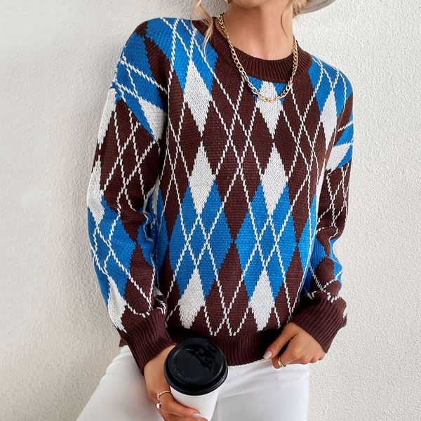 women fashion o-neck retro sweaters autumn winter new crochet plaid jumper female casual warm knitted pullover loose sweater, White;black
women fashion o-neck retro sweaters autumn winter new crochet plaid jumper female casual warm knitted pullover loose sweater, White;black