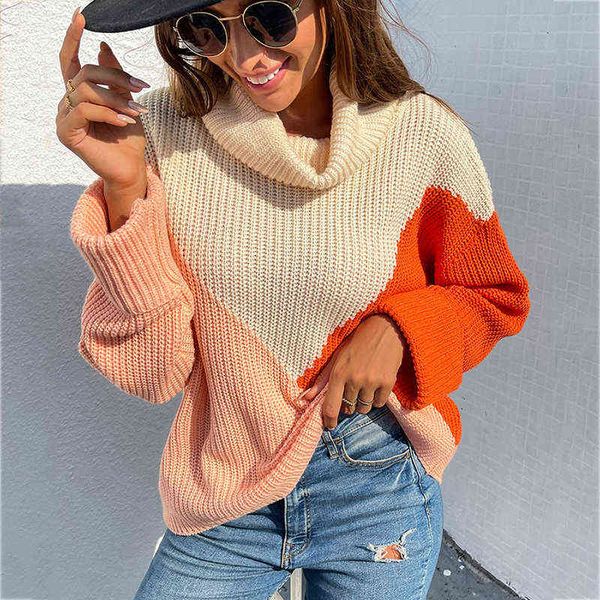 patchwork turtleneck knitted sweater pullovers femme loose casual autumn winter new women jumper orange l220714, White;black
patchwork turtleneck knitted sweater pullovers femme loose casual autumn winter new women jumper orange l220714, White;black
