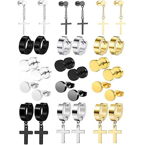 stud 15 pairs of stainless steel earrings set men's women's cool huggie ring pierced punk style black gold, Golden;silver
stud 15 pairs of stainless steel earrings set men's women's cool huggie ring pierced punk style black gold, Golden;silver