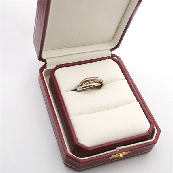 luxury designer jewelry women ring tri-color couple ring inletted three rings high end fashion design196k, Silver
luxury designer jewelry women ring tri-color couple ring inletted three rings high end fashion design196k, Silver