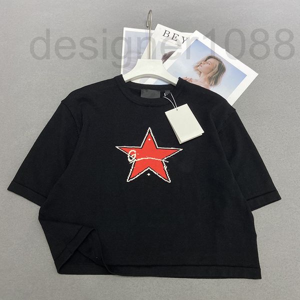 women's sweaters designer star style black round neck knitted short sleeve thin t-shirt women's summer new 2022 letter embroidery, White;black
women's sweaters designer star style black round neck knitted short sleeve thin t-shirt women's summer new 2022 letter embroidery, White;black