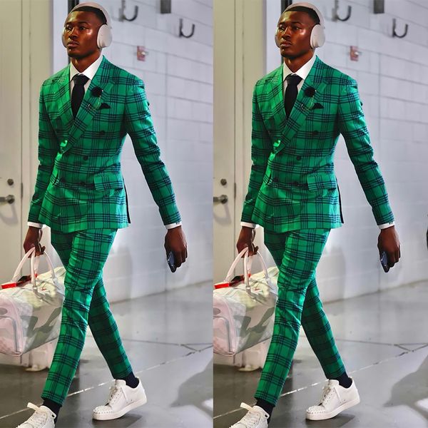 green plaid men wedding tuxedos 2 pieces double breasted slim fit peaked lapel outfits, Black;gray
green plaid men wedding tuxedos 2 pieces double breasted slim fit peaked lapel outfits, Black;gray