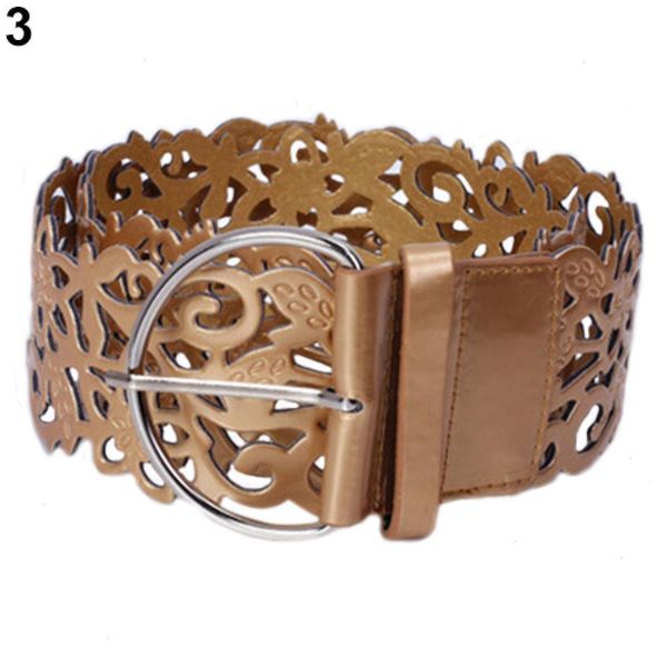 fashion womens waistband wide hollow flower faux leather waist strap femme 5 color print buckle belts, Black;brown
fashion womens waistband wide hollow flower faux leather waist strap femme 5 color print buckle belts, Black;brown