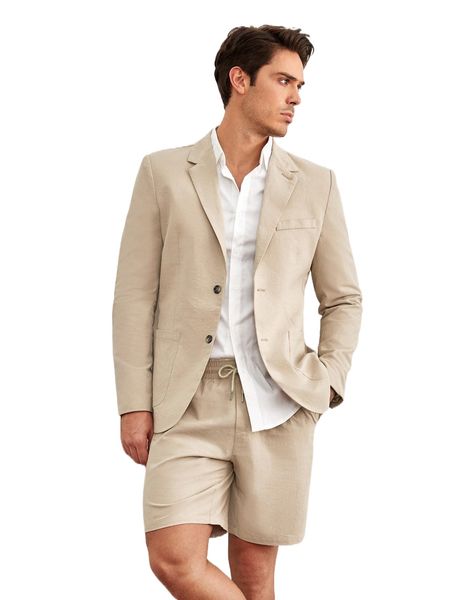 men dual pocket single breasted blazer & drawstring waist shorts o2mk#, White;black
men dual pocket single breasted blazer & drawstring waist shorts o2mk#, White;black
