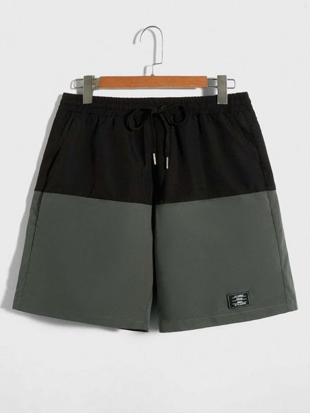 men letter patched detail colorblock drawstring waist shorts a6q8#, White;black
men letter patched detail colorblock drawstring waist shorts a6q8#, White;black