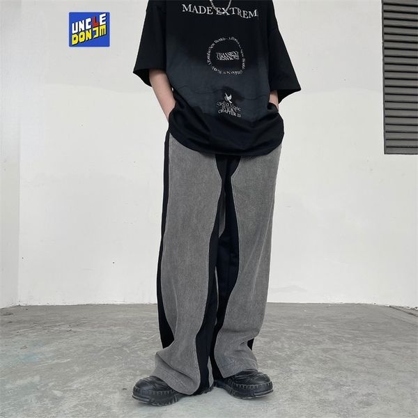 uncledonjm denim stitching baggy pants streetwear harajuku fashion sweat men loose hip hop punk trousers 220330, Black
uncledonjm denim stitching baggy pants streetwear harajuku fashion sweat men loose hip hop punk trousers 220330, Black