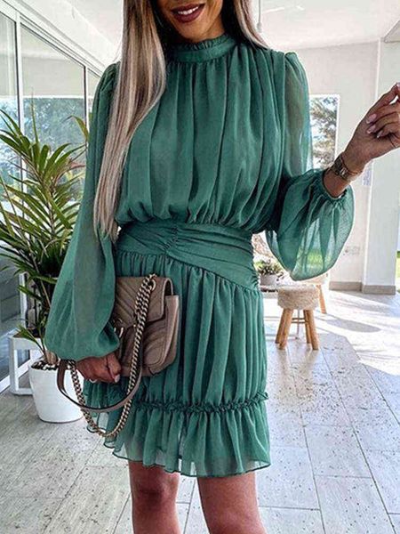 transparent long sleeve green chiffon autumn dress casual women ruffled winter stand collar elegant short dress vestido l220714, Black;gray
transparent long sleeve green chiffon autumn dress casual women ruffled winter stand collar elegant short dress vestido l220714, Black;gray