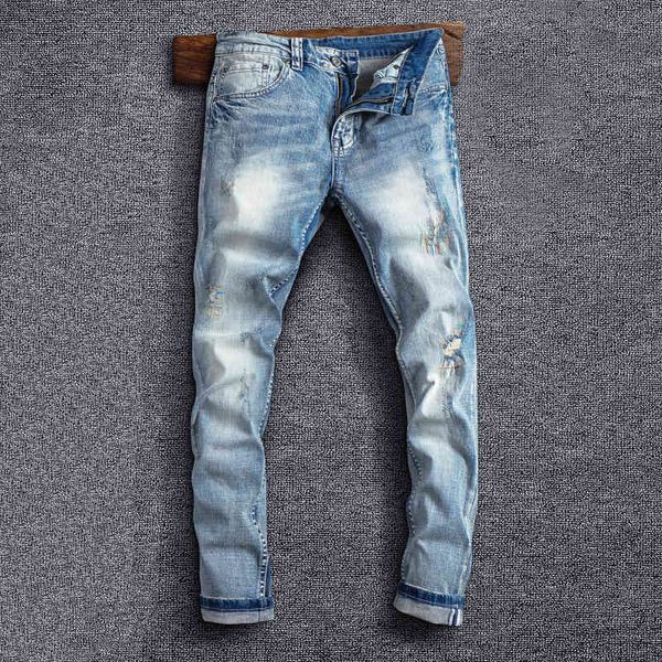 men's jeans fashion brand used washed slim fit small straight tube casual jeans men's fashion leggings jpfq, Blue
men's jeans fashion brand used washed slim fit small straight tube casual jeans men's fashion leggings jpfq, Blue