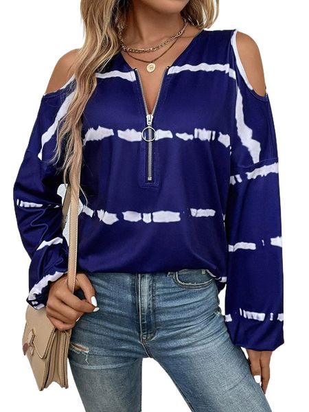 tie dye half zip tee a9a4#, White
tie dye half zip tee a9a4#, White