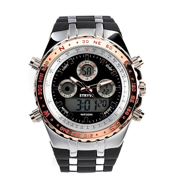 wristwatches montre homme stryve s8002 sports watches army military heavy dial alarm led analog clock luxury men digital watchwristwatches, Slivery;brown
wristwatches montre homme stryve s8002 sports watches army military heavy dial alarm led analog clock luxury men digital watchwristwatches, Slivery;brown