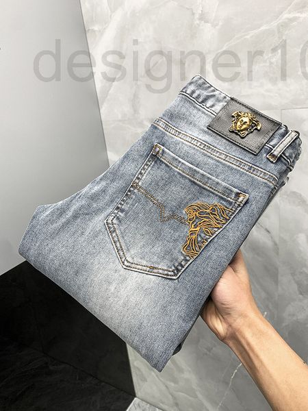 men's jeans designer fashionable men's spring and summer thin embroidered jeans light color micro elastic slim fit straight leg ve, Blue
men's jeans designer fashionable men's spring and summer thin embroidered jeans light color micro elastic slim fit straight leg ve, Blue