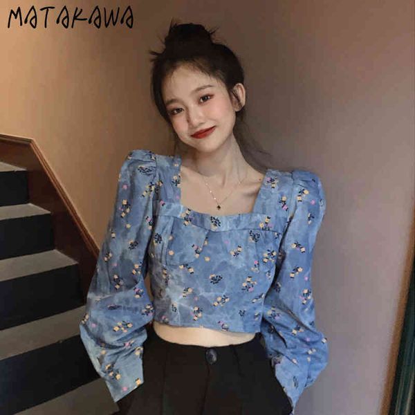 square neck short women blouses spring retro slim blusas high waist longsleeved denim shirt 210506, White
square neck short women blouses spring retro slim blusas high waist longsleeved denim shirt 210506, White