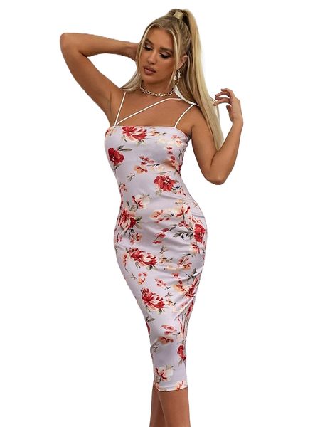 parthea floral print asymmetrical neck bodycon dress a5dx#, Black;gray