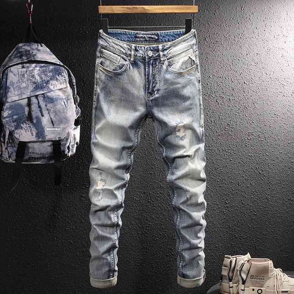 men's jeans fashion brand jeans men's washed worn out elastic used korean slim fit small feet fashionable long pants cofy, Blue
men's jeans fashion brand jeans men's washed worn out elastic used korean slim fit small feet fashionable long pants cofy, Blue