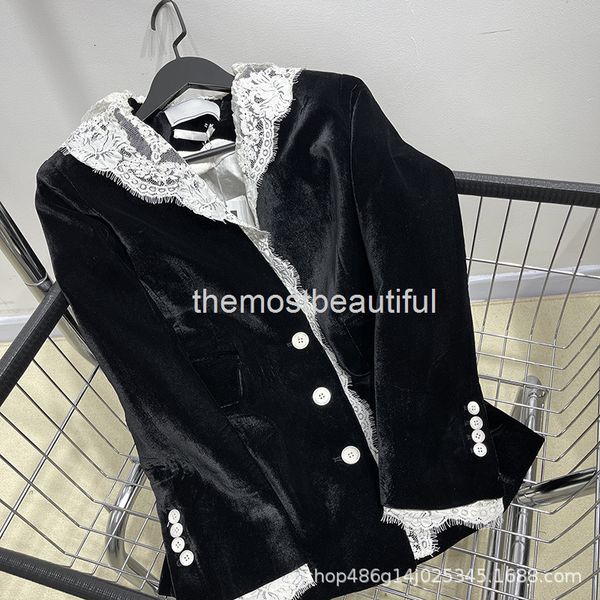 women's suits & blazers ee home french velvet suit white lace v-neckline splicing single breasted jacket, White;black
women's suits & blazers ee home french velvet suit white lace v-neckline splicing single breasted jacket, White;black