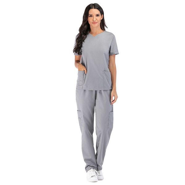 h1-women's two piece pants women's solid color spa threaded hospital clinic doctor work suits +pants scrub pet nursing uniform, White
h1-women's two piece pants women's solid color spa threaded hospital clinic doctor work suits +pants scrub pet nursing uniform, White