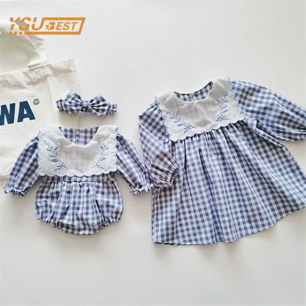 spring born sister embroidery grid toddler jumpsuit baby clothes infant girls long sleeve children dress 220721, Red;yellow
spring born sister embroidery grid toddler jumpsuit baby clothes infant girls long sleeve children dress 220721, Red;yellow