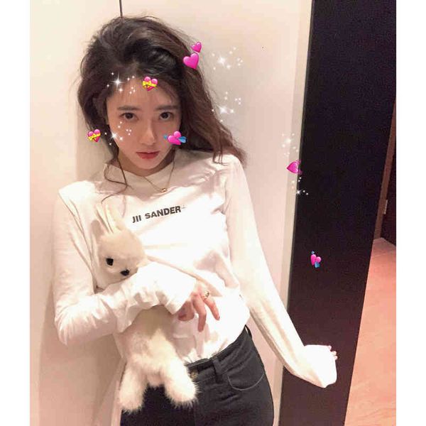 women's t-shirt j classic small letter spring and summer jil long sleeve round neck solid color versatile t-shirt bottomed shirt women, White
women's t-shirt j classic small letter spring and summer jil long sleeve round neck solid color versatile t-shirt bottomed shirt women, White