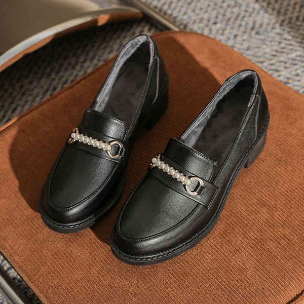 dress shoes spring and winter plush leffer shoes women's round head thick soled beaded with decorative british style leather 7gpy, Black
dress shoes spring and winter plush leffer shoes women's round head thick soled beaded with decorative british style leather 7gpy, Black