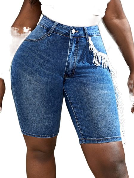 sxy guipure lace panel fringe trim denim shorts h56n#, White;black