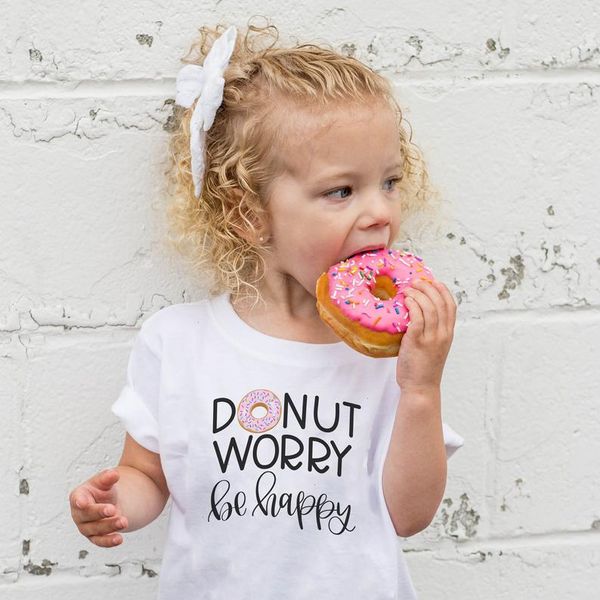 10 design donut worry be t-shirt happy cute print baby girls short sleeve funny tee shirts children clothes, Blue
10 design donut worry be t-shirt happy cute print baby girls short sleeve funny tee shirts children clothes, Blue