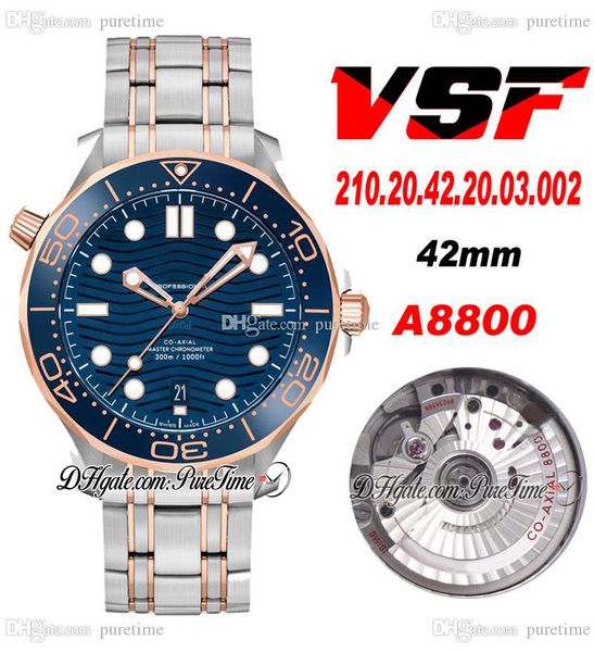 vsf v2 diver 300m a8800 automatic mens watch two tone rose gold ceramics bezel blue wave texture dial stainless steel bracelet 210.20.42.20., Slivery;brown
vsf v2 diver 300m a8800 automatic mens watch two tone rose gold ceramics bezel blue wave texture dial stainless steel bracelet 210.20.42.20., Slivery;brown