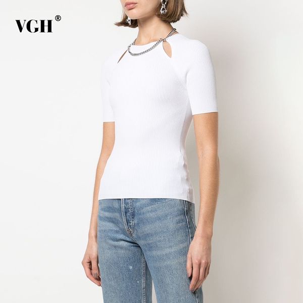 hollow out black t shirt for women o neck short sleeve patchwork chain casual shirts female fashion clothing summer 210507, White
hollow out black t shirt for women o neck short sleeve patchwork chain casual shirts female fashion clothing summer 210507, White