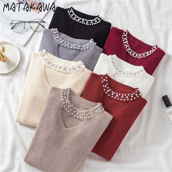 hollow out beaded woman sweater ound neck bottoming mulher blusas autumn korean women pullovers 210506, White;black
hollow out beaded woman sweater ound neck bottoming mulher blusas autumn korean women pullovers 210506, White;black