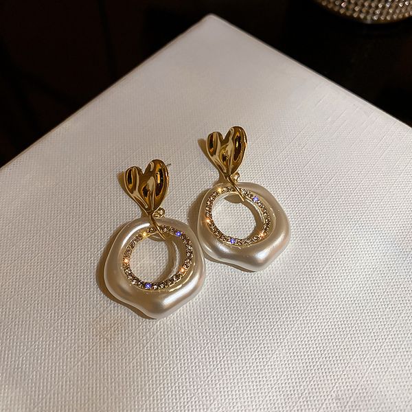 925 silver needle korean pearl diamond love heart earrings geometric circle hollow earrings elegant graceful personalized eardrop, Golden
925 silver needle korean pearl diamond love heart earrings geometric circle hollow earrings elegant graceful personalized eardrop, Golden