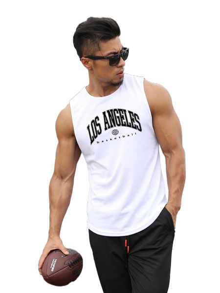 men letter graphic sports tank w0at#, White;black