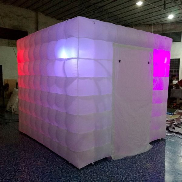 Image of Portable Led Inflatable Photo Booth enclosure backdrop lighting cube Tent For Wedding Party Events