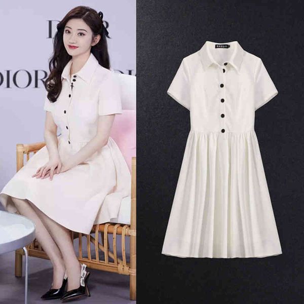 casual dresses star's same short sleeve shirt dress small temperament summer aging large pleated skirt women, Black;gray
casual dresses star's same short sleeve shirt dress small temperament summer aging large pleated skirt women, Black;gray