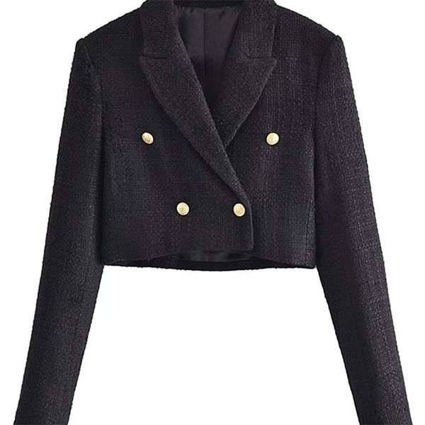 traf women fashion tweed cropped blazer coat vintage long sleeve front buttons female outerwear chic veste femme 220402, White;black
traf women fashion tweed cropped blazer coat vintage long sleeve front buttons female outerwear chic veste femme 220402, White;black