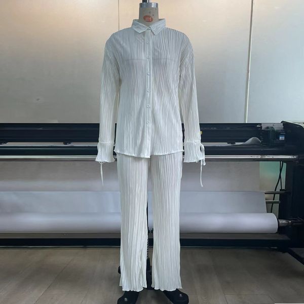 women's two piece pants new pleated casual two-piece suit women solid color sets long sleeve lapel cardigan shirt set s-xl, White
women's two piece pants new pleated casual two-piece suit women solid color sets long sleeve lapel cardigan shirt set s-xl, White