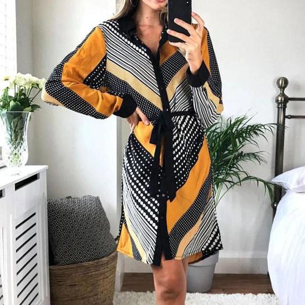 casual dresses women's dot print patchwork shirt dress long sleeve lace up buttons female spring summer ladies dress, Black;gray
casual dresses women's dot print patchwork shirt dress long sleeve lace up buttons female spring summer ladies dress, Black;gray