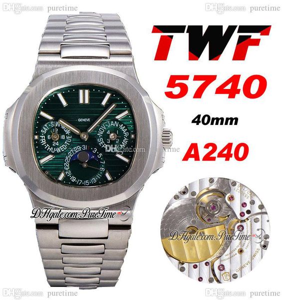 twf 5740 perpetual calendar moon phase a240 automatic mens watch green textured dial silver white stick markers stainless steel bracelet sup, Slivery;brown
twf 5740 perpetual calendar moon phase a240 automatic mens watch green textured dial silver white stick markers stainless steel bracelet sup, Slivery;brown