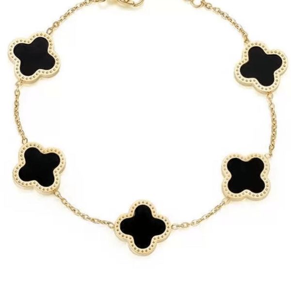 4 color four leaf chain clover bracelet lucky bangle double-sided shells jewelry golden rose silver chain fashionable lady wedding212b, Black
4 color four leaf chain clover bracelet lucky bangle double-sided shells jewelry golden rose silver chain fashionable lady wedding212b, Black