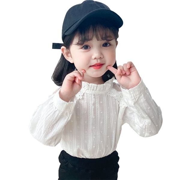 white lace flower kids toddler children's blouse ruffles clothes for girls 210412, White;black