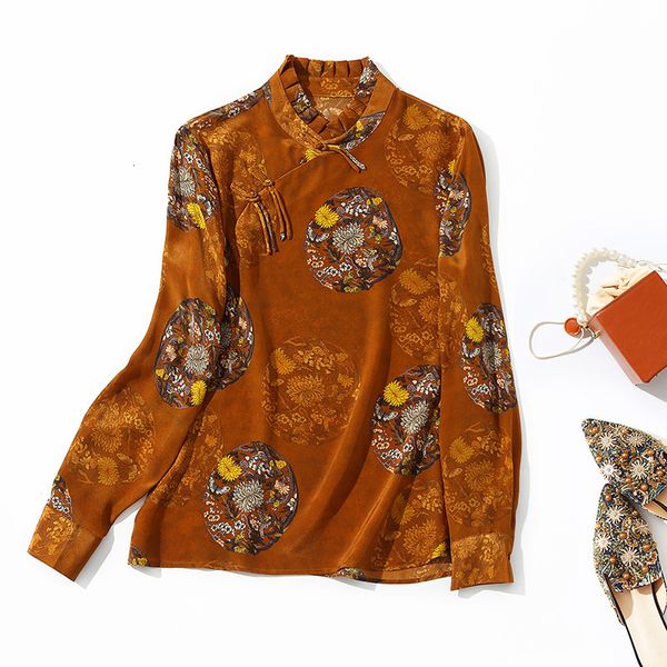 women's blouses & shirts national style silk shirt long sleeve dish button chinese stand collar tang mulberry women's na2s, White
women's blouses & shirts national style silk shirt long sleeve dish button chinese stand collar tang mulberry women's na2s, White
