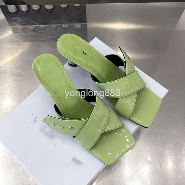 slippers high end quality sandals summer style patent leather one-sided belt half trailer muller shoes for women, Black
slippers high end quality sandals summer style patent leather one-sided belt half trailer muller shoes for women, Black