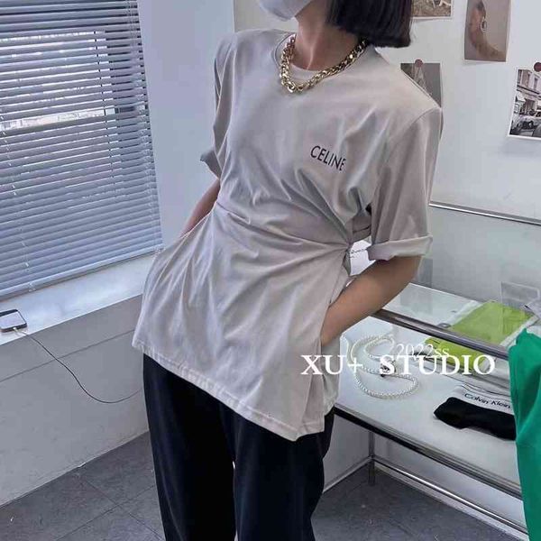 women's t-shirt xu + summer korean version side design button letter round neck slim fitting short sleeve thin versatile women da2k, White
women's t-shirt xu + summer korean version side design button letter round neck slim fitting short sleeve thin versatile women da2k, White