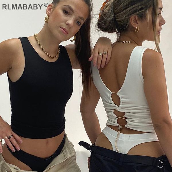 summer women drawstring hollow out cropped tank slim backless short fashion casual high street ladies camis top, Black;white
summer women drawstring hollow out cropped tank slim backless short fashion casual high street ladies camis top, Black;white